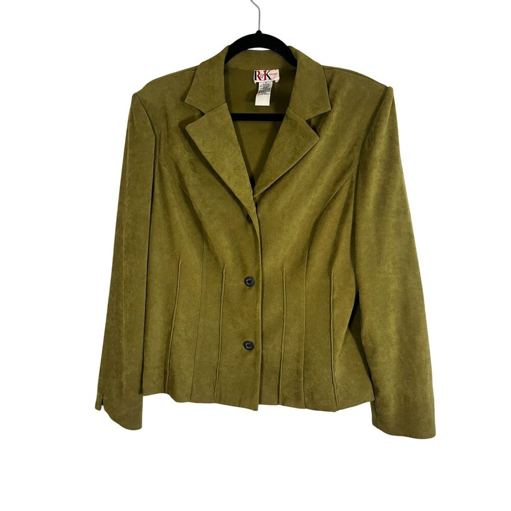 Neutral Faux Suede Blazer Green 8 Minimalist Preppy Work Wear Earthy Artsy 80s